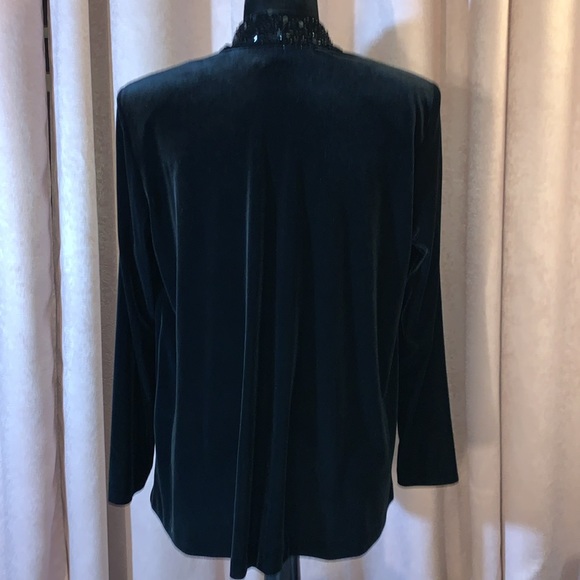 Vintage Crimson by Lawrence Kurtz Size PM Velour Open Front Cardigan - Picture 8 of 12
